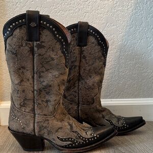 Harley-Davidson Women’s Black and Gray Jessa Studded Motorcycle Boots 8.5